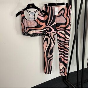 Pucci Workout Set Pink Printed Top Leggings Slim